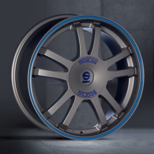 Sparco rally 16" × 7J · 5x112 · ET48 · Matt Silver Blue Line