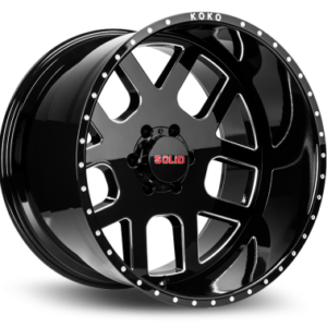 SOLID FURY FM5 22" × 10J · 8x170 · ET20 · Black Face Diamond Cut Black Lip Milled Dimple