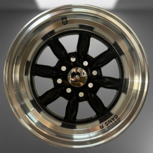 JA186 13" × 8J · 4x100 / 4x114.3 · ET-7 · Black Machined Lip